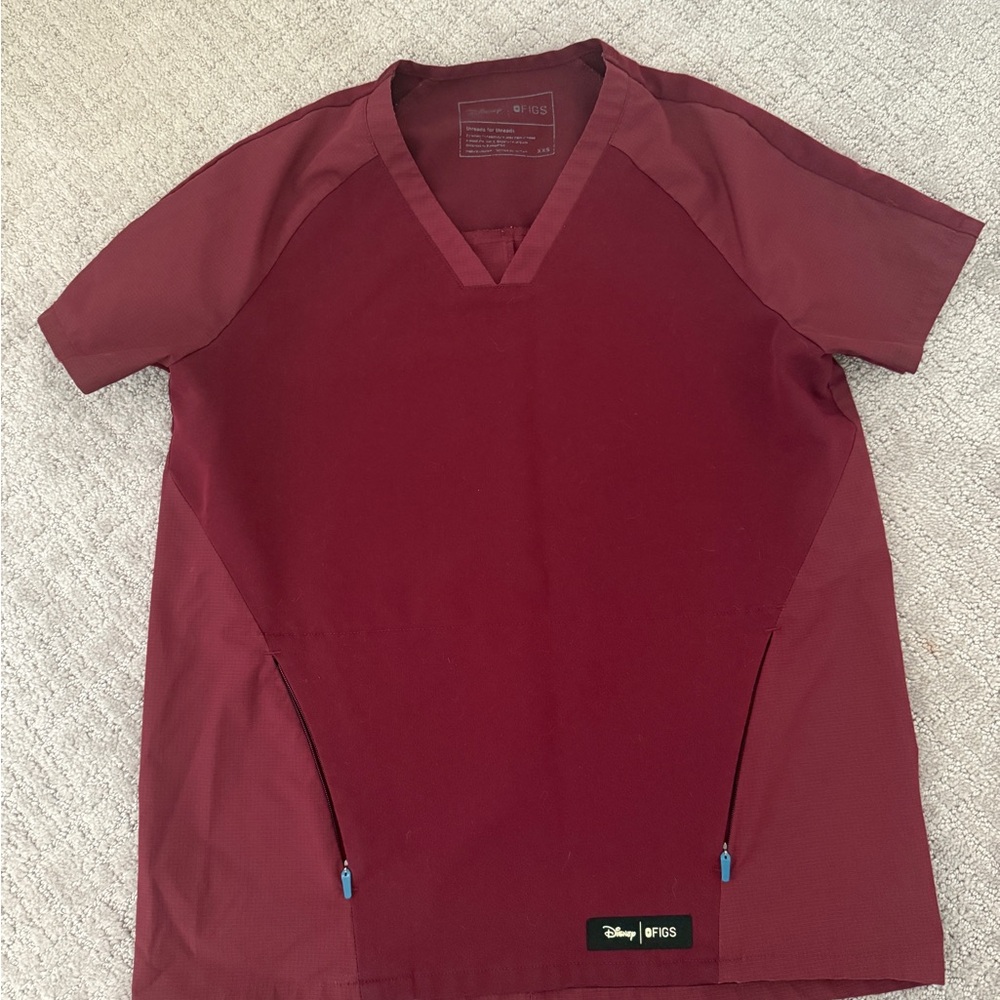 Figs Disney Women's Top in Burgundy Mickey Mouse
